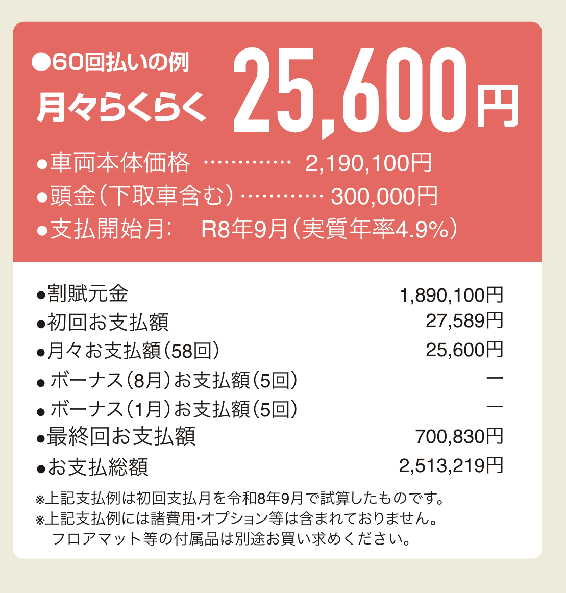 ルーミー残価支払い例