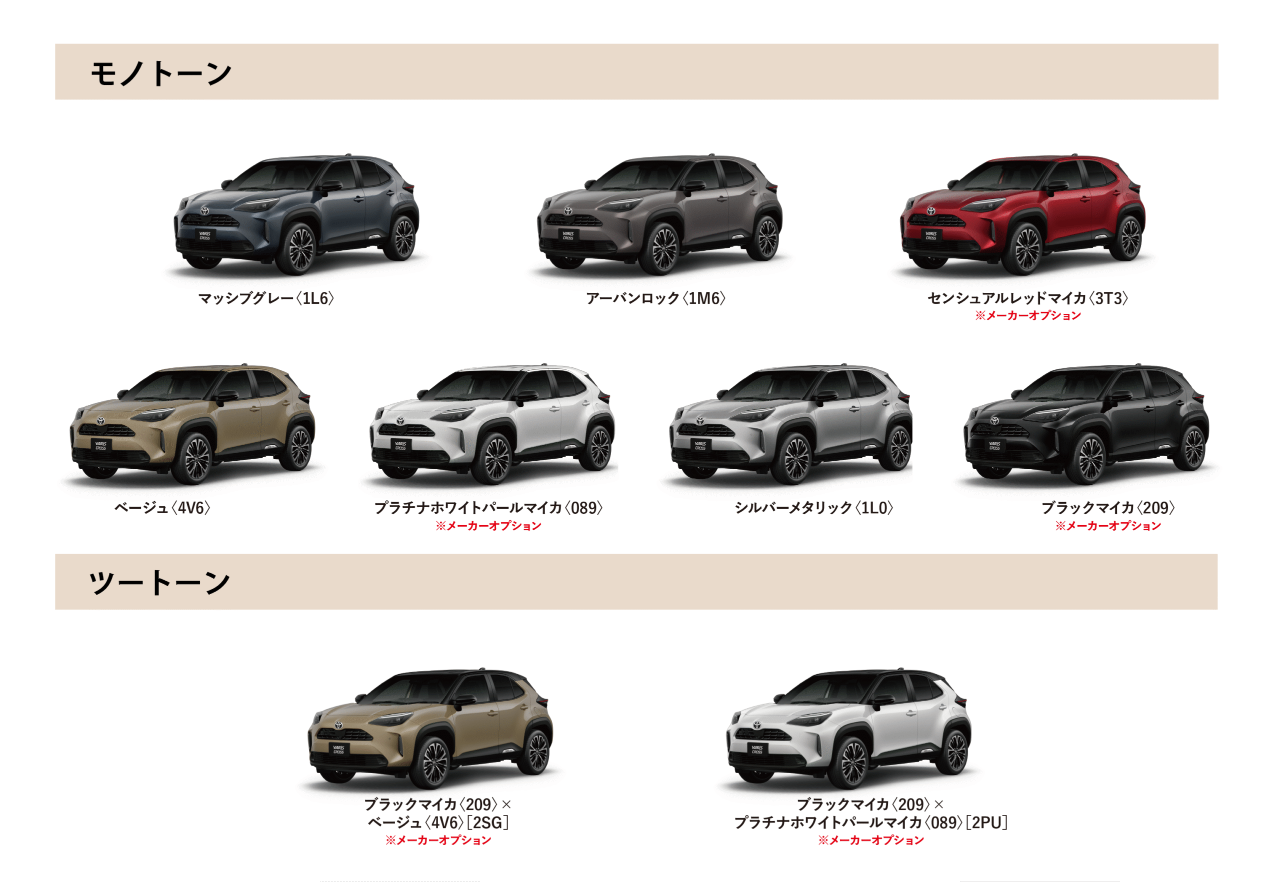 ヤリス クロス カラーバリエーション一覧