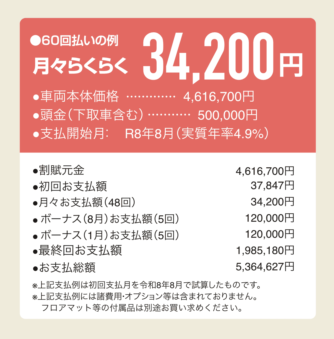 ハリアー残価支払い例