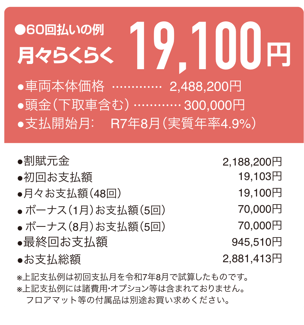 シエンタ残価支払い例