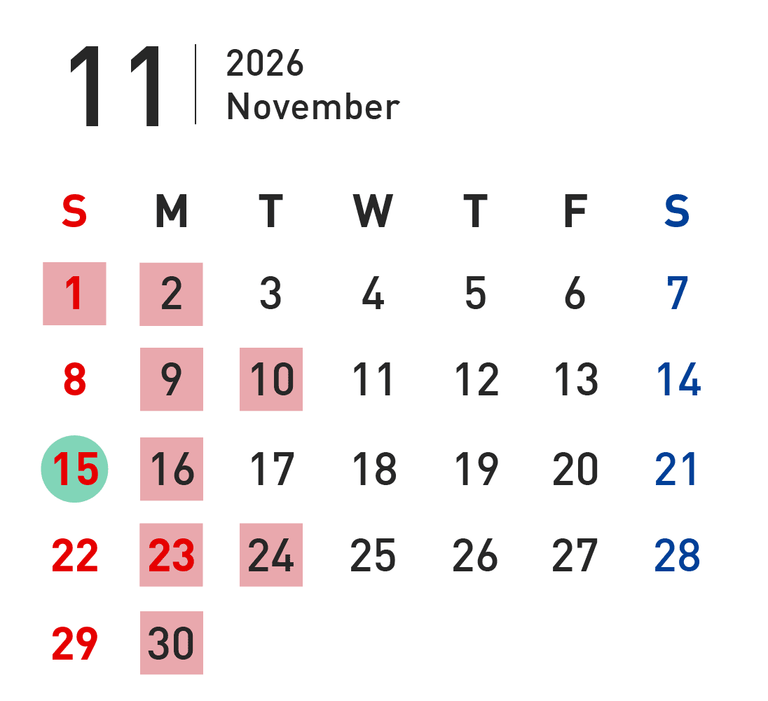 11月営業カレンダー
