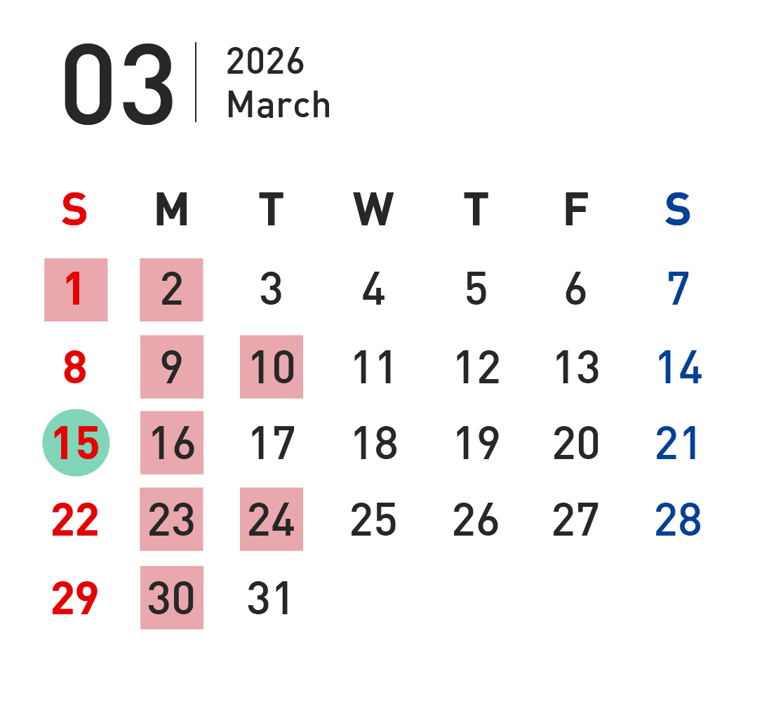 3月営業カレンダー