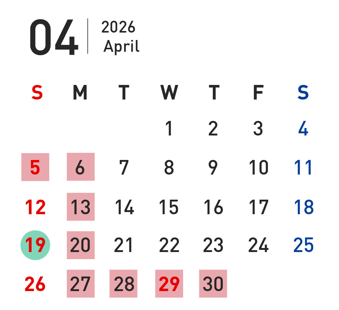 4月営業カレンダー