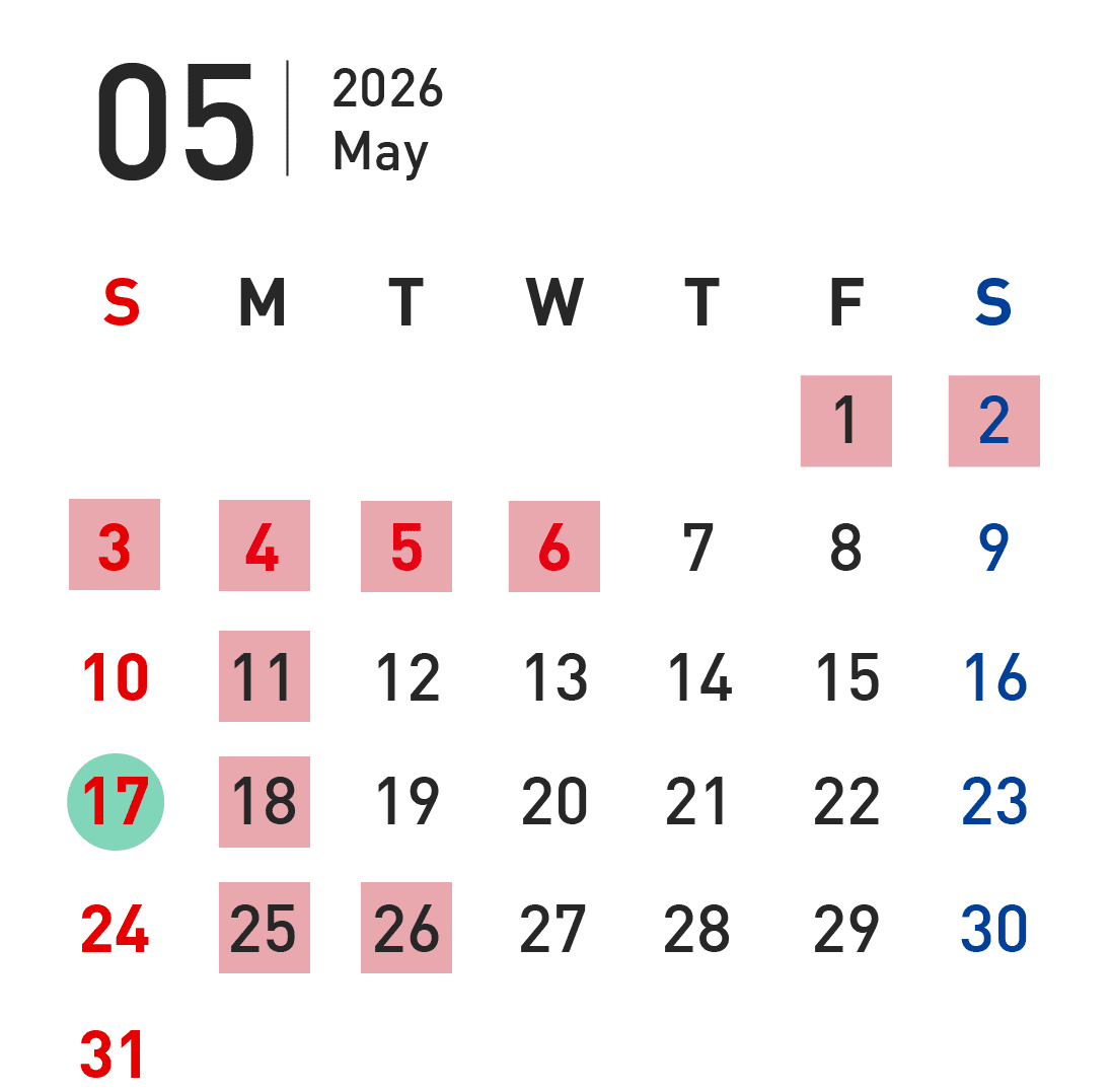 5月営業カレンダー