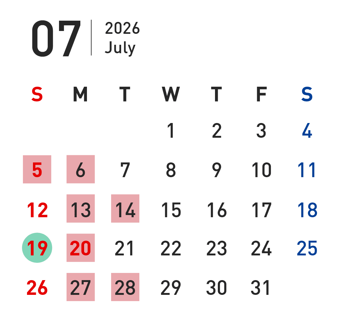 7月営業カレンダー